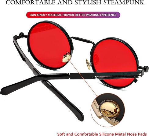 نظارات AIEYEZO دائرية Steampunk نظارات لينون بإطار معدني قوطي 100% عدسات حجب الأشعة فوق البنفسجية in Kuwait