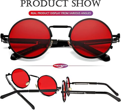 نظارات AIEYEZO دائرية Steampunk نظارات لينون بإطار معدني قوطي 100% عدسات حجب الأشعة فوق البنفسجية in Kuwait