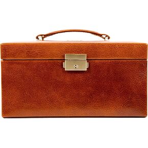 Time Resistance Jewelry Box - Full Grain Leather Jewellery Organizer - Accessories Storage - Key Lock Box for Women