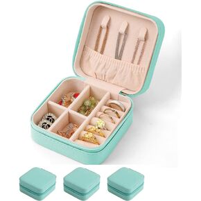 Small Travel Jewelry Case，Portable Jewelry Organizer Travel Case Leather Jewelry Box Travel Mini Storage Organizer Portable Display Storage Box For Rings Earrings Necklaces Gifts（3PCS）