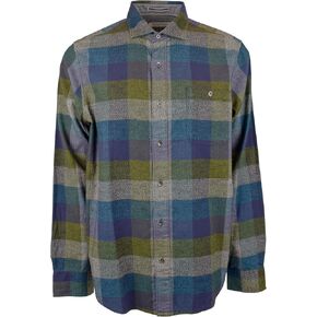 Tommy Bahama Men's Canyon Beach Bonfire Check Flannel Long Sleeve Shirt (Burnt Olive, Large Tall) in Saudi Arabia