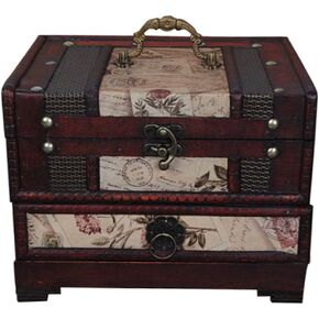 ISOTO Retro Vintage Wooden Jewelry Box Storage Box Organizer Container Case Chest Trinket Box with Mirror for Gilrs Girlfriend Women for Mother's Day (Style 2)