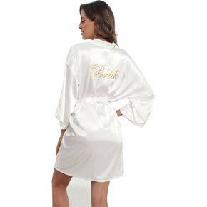 Super Shopping-zone Women's Pure Bride Robes Embroidery Bridesmaid Robes Bridal Party Kimono Robes Wedding Sleepwear