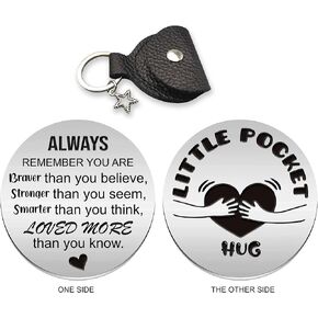 RYOTKIK تذكر دائمًا أنك أكثر شجاعة ملهمة عناق الجيب من الفولاذ المقاوم للصدأ هدية رمزية مزدوجة الجوانب، تذكار للعلاقة لمسافات طويلة، هدية للأصدقاء والابنة والابن والأحباء in Kuwait