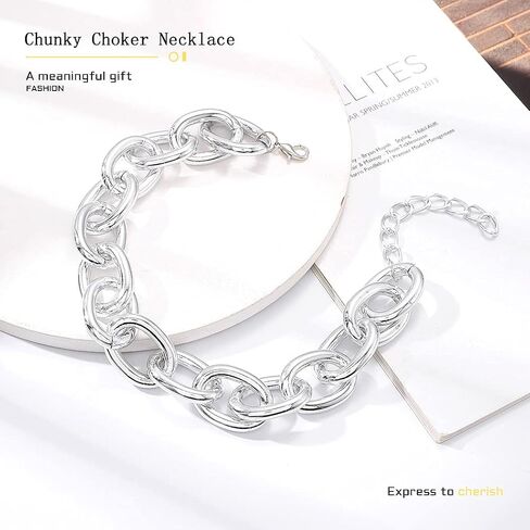 CLOACE Layered Pearl Choker Necklace Gold Chunky Link Chain Necklaces Thick Necklaces Punk Jewelry for Women and Girls(Gold Layered Chain) in Kuwait