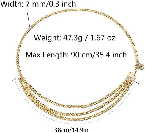 Nieeweiy المرأة العصرية متعدد الطبقات المعادن ربط الخصر سلسلة حزام خصر طويل شرابة البطن سلاسل الخصر مجوهرات للجسم in Kuwait