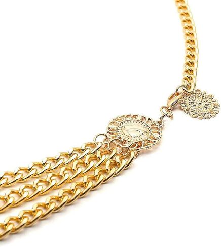 Nieeweiy المرأة العصرية متعدد الطبقات المعادن ربط الخصر سلسلة حزام خصر طويل شرابة البطن سلاسل الخصر مجوهرات للجسم in Kuwait