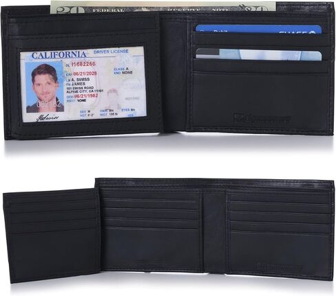 Alpine Swiss Mens Passcase Bifold Wallet Genuine Leather Comes in Gift Bag in Saudi Arabia