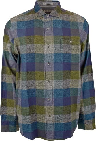 Tommy Bahama Men's Canyon Beach Bonfire Check Flannel Long Sleeve Shirt (Burnt Olive, Large Tall) in Saudi Arabia