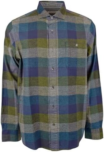 Tommy Bahama Men's Canyon Beach Bonfire Check Flannel Long Sleeve Shirt (Burnt Olive, Large Tall) in Saudi Arabia