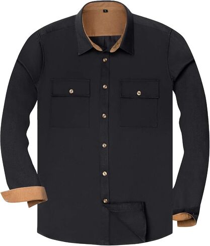 Alimens & Gentle Men's Long Sleeve Regular Fit Casual Button Down Shirt in Kuwait