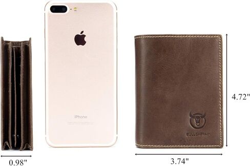 BULLCAPTAIN Genuine Leather Men Wallet RFID Blocking Bifold Wallets ID Window Credit Card Holder (Black) in Kuwait