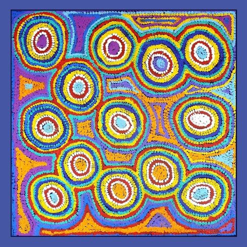 Mainie Desert Rain Long Rectangle Chiffon Scarf, Australian Aboriginal Art Print, Chiffon Silk Neck Scarves for Women Fashion, Rectangle Long Lightweight, Designer Scarves for Women Gifts Multicolor in Saudi Arabia