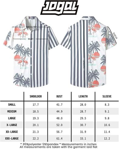 قمصان JOGAL الرجالية على شكل زهرة فلامينجو هاواي بأكمام قصيرة وأزرار سفلية للشاطئ in Kuwait