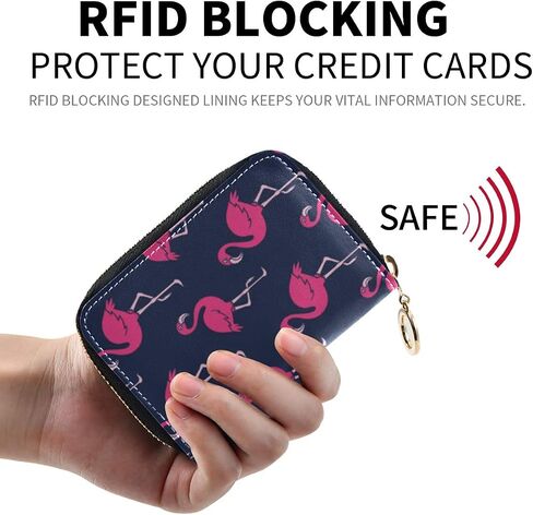 حافظة بطاقات الائتمان MOYYO RFID مصنوعة من الجلد بسحاب مطبوع ومحفظة للبطاقات للنساء والفتيات in Saudi Arabia