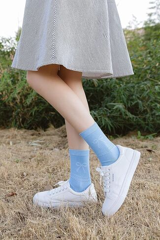 جوارب قطنية للسيدات من SRYL حتى الكاحل، جوارب كاجوال أنيقة من القطن الممشط بلون سادة in Kuwait