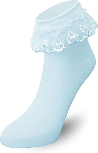Sugar Sunday Women's Lace Ruffle Frilly Ankle High Casual Socks in Kuwait