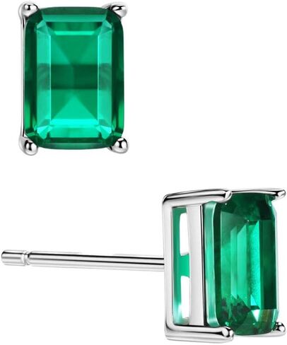 Michoyel S925 1.2ct الزمرد أقراط سوليتير 4 شوكات إعداد الرغيف الفرنسي أقراط مجوهرات جميلة للنساء، حجر كريم، زمرد, أحجار كريمة, اميرالد in Saudi Arabia