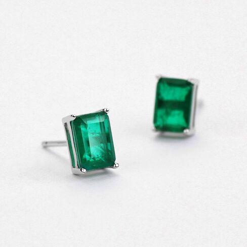 Michoyel S925 1.2ct الزمرد أقراط سوليتير 4 شوكات إعداد الرغيف الفرنسي أقراط مجوهرات جميلة للنساء، حجر كريم، زمرد, أحجار كريمة, اميرالد in Saudi Arabia