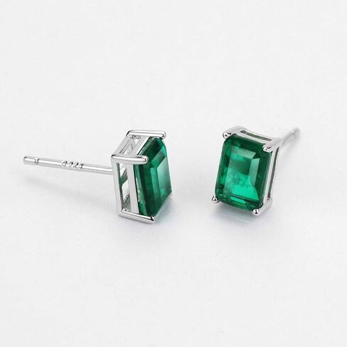 Michoyel S925 1.2ct الزمرد أقراط سوليتير 4 شوكات إعداد الرغيف الفرنسي أقراط مجوهرات جميلة للنساء، حجر كريم، زمرد, أحجار كريمة, اميرالد in Saudi Arabia