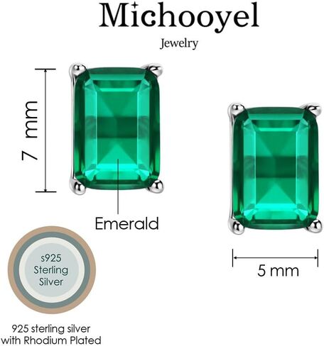 Michoyel S925 1.2ct الزمرد أقراط سوليتير 4 شوكات إعداد الرغيف الفرنسي أقراط مجوهرات جميلة للنساء، حجر كريم، زمرد, أحجار كريمة, اميرالد in Saudi Arabia