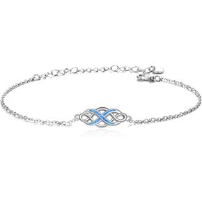 YFN Irish Celtic Knot Bracelets Sterling Silver Infinity Love Opal Bracelet Jewelry 18" for Women Teen Girls