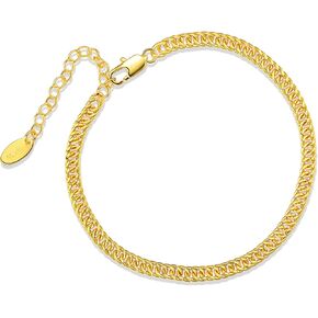 VOLUKA 14K Yellow Gold Plated Anklet Bracelets Chain for Women Men Adjustable Links 11 inches in Kuwait