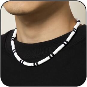 ZMANYIJEW Beaded Necklace for Men,Handmade Men Beaded Choker Necklace for Boys,Mens Surfer Heishi Necklace with Wooden Beads,Surfer Necklace for Men