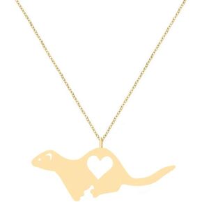 NOUMANDA Fashion Ferret Engraved Love Heart Necklace Classic Animal Hollow Pendant Jewelry in Kuwait