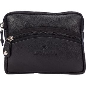 Leather Coin Pouch Purse Wallet Change Pocket Size Holder Zipper For Men & Women