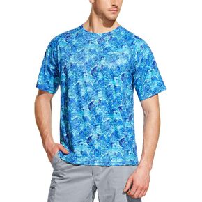 CQR Men's UPF 50+ UV Sun Protection Outdoor Shirts, Athletic Running Hiking Short Sleeve Shirt, Cool Dry fit T-Shirts