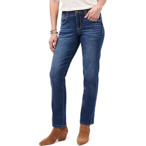 Democracy Women's Ab Solution High Rise Straight Leg, Blue, 6