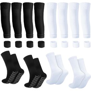 Cuffbow 3 Set Men's Grip Soccer Socks Grip Pads Anti Slip Shin Guard Sleeves Shin Guard Straps for Men Non Skid Football Basketball Socks with Grip Pads