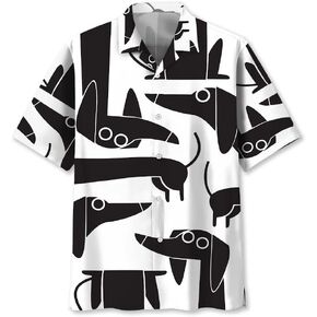 Dachshund Hawaiian Shirts for Men Short Sleeve Aloha Beach Shirt Floral Summer Casual Button Down Shirts in Saudi Arabia