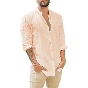 SIR7 Men's Long Sleeve Linen Shirts Casual Button Down Beach Quick Drying Shirts