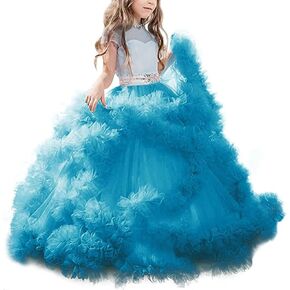 Stunning V-Back Luxury Pageant Tulle Ball Gowns for Girls 2-12 Year Old in Kuwait
