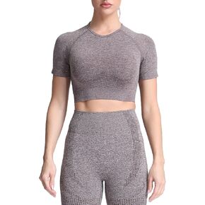 Aoxjox Women's Workout Vital Short Sleeve Seamless Crop Top Yoga Gym Sport Shirts T Shirt in Kuwait