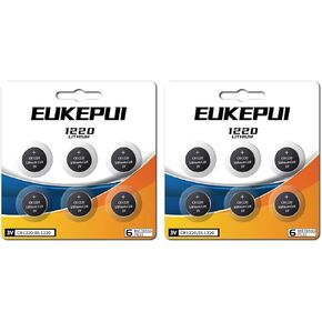 EUKEPUI CR1220 3V بطارية ليثيوم على شكل عملة معدنية - 12 قطعة in Kuwait