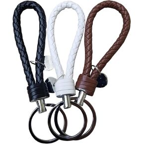 سلاسل مفاتيح ocharzy سلسلة مفاتيح جلدية منسوجة يدويًا، ملحقات سلسلة مفاتيح سيارة بسيطة هدية سلسلة مفاتيح للرجال والنساء (عبوة من قطعة واحدة، أسود) in Kuwait