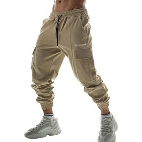 OYOANGLE Men's Cargo Pants Gym Running Athletic with Pocket Drawstring Waist Streetwear Jogger in Saudi Arabia