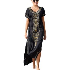 فساتين قفطان طويلة مطرزة من Eddoyee للنساء لملابس السباحة قفطان الشاطئ in Kuwait