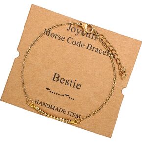 JoycuFF Morse Code Bracelets for Teen Girl Inspirational Secret Message Bracelet for Women Fashion Encouragement Gifts for Daughter Sister Friend Jewelry
