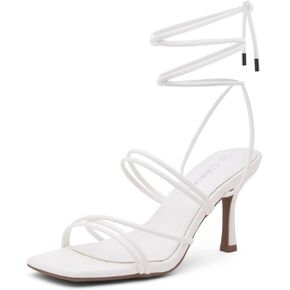 Shoe Land Womens SL-Lumi Lace Up Heels Square Open Toe Strappy Straps Ankle Wrap Stiletto High Heel Sandals