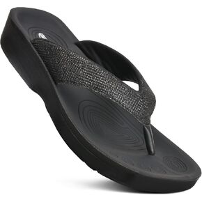 AEROTHOTIC Comfy Open Toe Arch Support Flip Flops for Women Cushion Padded Stylish Straps Dressy Sandals Walking Travel Beach Wear in Kuwait