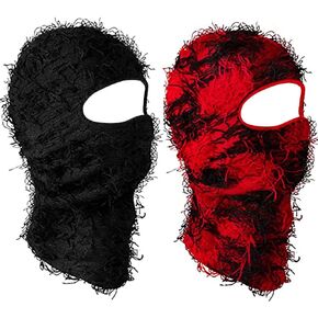 2 Pack Distressed Balaclava Ski Mask, Full Face Shiesty Mask for Women Men Free Size