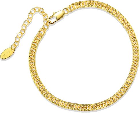 VOLUKA 14K Yellow Gold Plated Anklet Bracelets Chain for Women Men Adjustable Links 11 inches in Kuwait