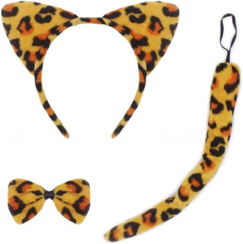 CBLUO Halloween Cat Ears Headband Kitty Bow Tie Tail Women Cat Hair Hoops Kitten Hair Bands Headpiece Hairband Christmas Birthday Party Decoration Cosplay Costume Handmade Hair Accessories Tiger in Kuwait