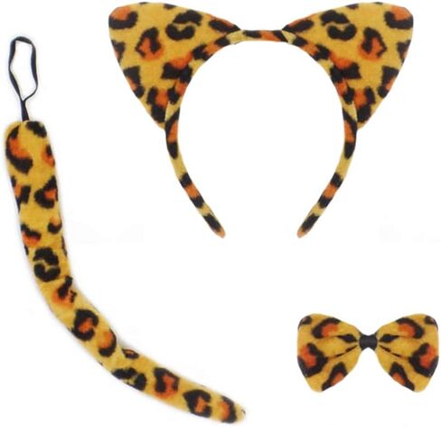 CBLUO Halloween Cat Ears Headband Kitty Bow Tie Tail Women Cat Hair Hoops Kitten Hair Bands Headpiece Hairband Christmas Birthday Party Decoration Cosplay Costume Handmade Hair Accessories Tiger in Kuwait