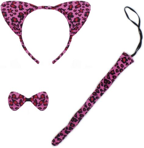CBLUO Halloween Cat Ears Headband Kitty Bow Tie Tail Women Cat Hair Hoops Kitten Hair Bands Headpiece Hairband Christmas Birthday Party Decoration Cosplay Costume Handmade Hair Accessories Tiger in Kuwait