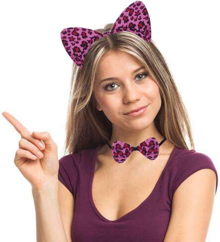 CBLUO Halloween Cat Ears Headband Kitty Bow Tie Tail Women Cat Hair Hoops Kitten Hair Bands Headpiece Hairband Christmas Birthday Party Decoration Cosplay Costume Handmade Hair Accessories Tiger in Kuwait